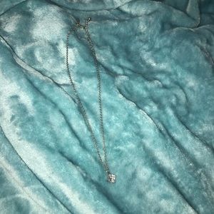 silver square diamond necklace